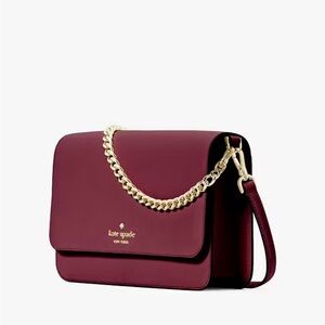 Kate Spade Burgundy Crossbody Bag with Gold Chain